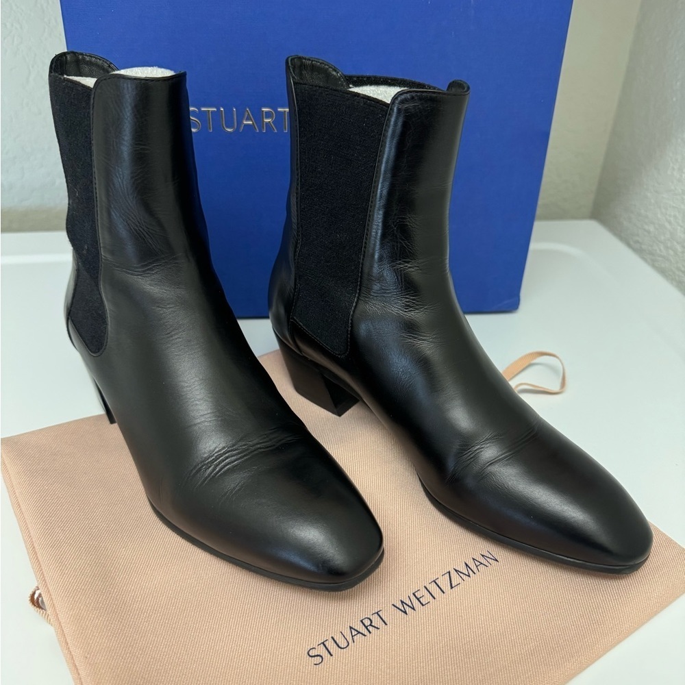 Stuart Weitzman Cleora Ankle Boots Black Women's Size 5 Excellent Condition